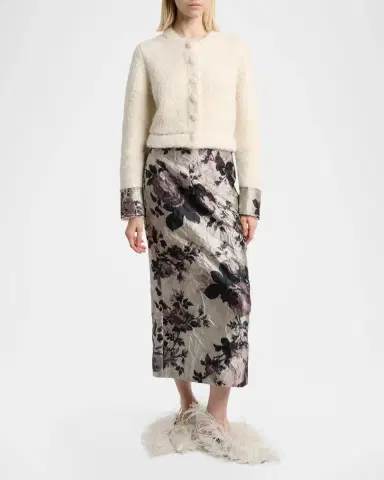 Erdem Floral Metallic Crinkled Midi Skirt | Thumbnail 2 Erdem Floral Metallic Crinkled Midi Skirt | Thumbnail 2