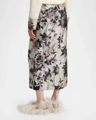 Erdem Floral Metallic Crinkled Midi Skirt | Thumbnail 3 Erdem Floral Metallic Crinkled Midi Skirt | Thumbnail 3