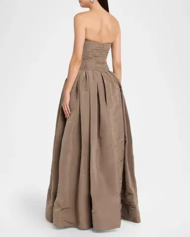 Oscar de la Renta Strapless Shiny Leaves Drop-Waist Ball Gown | Thumbnail 3 Oscar de la Renta Strapless Shiny Leaves Drop-Waist Ball Gown | Thumbnail 3