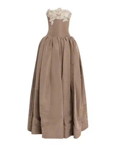 Oscar de la Renta Strapless Shiny Leaves Drop-Waist Ball Gown | Thumbnail 1 Oscar de la Renta Strapless Shiny Leaves Drop-Waist Ball Gown | Thumbnail 1