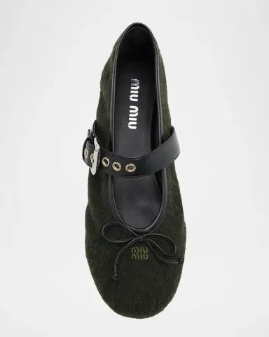 Miu Miu Flannel Leather-Strap Ballerina Flats | Thumbnail 6 Miu Miu Flannel Leather-Strap Ballerina Flats | Thumbnail 6