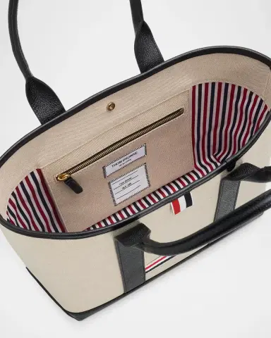 Thom Browne Small Logo Cotton Tote Bag | Thumbnail 3 Thom Browne Small Logo Cotton Tote Bag | Thumbnail 3