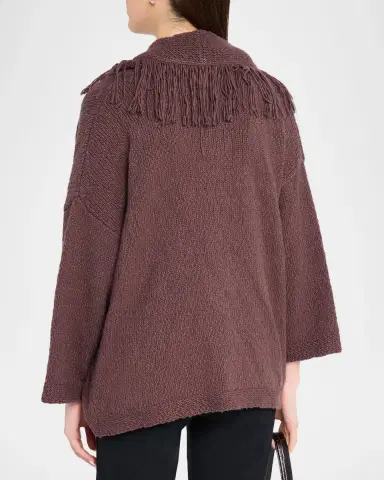 Autumn Cashmere Fringe-Trim Cotton Knit Cardigan | Thumbnail 3 Autumn Cashmere Fringe-Trim Cotton Knit Cardigan | Thumbnail 3
