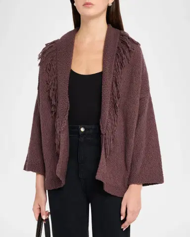 Autumn Cashmere Fringe-Trim Cotton Knit Cardigan | Thumbnail 4 Autumn Cashmere Fringe-Trim Cotton Knit Cardigan | Thumbnail 4