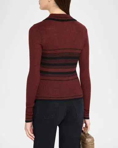Autumn Cashmere Cashmere Striped Rib Knit Sweater | Thumbnail 3 Autumn Cashmere Cashmere Striped Rib Knit Sweater | Thumbnail 3