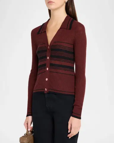 Autumn Cashmere Cashmere Striped Rib Knit Sweater | Thumbnail 4 Autumn Cashmere Cashmere Striped Rib Knit Sweater | Thumbnail 4