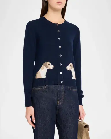 Autumn Cashmere Cashmere Dog Intarsia Cardigan | Thumbnail 4 Autumn Cashmere Cashmere Dog Intarsia Cardigan | Thumbnail 4