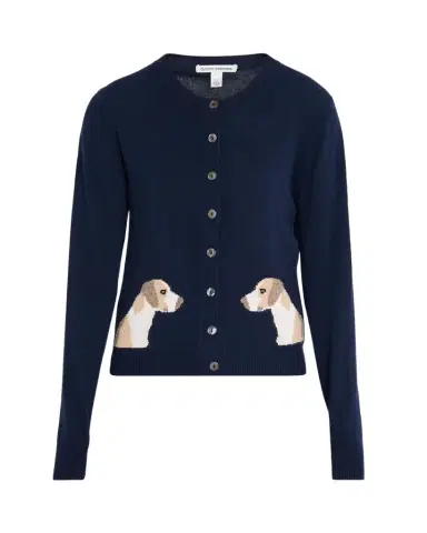 Autumn Cashmere Cashmere Dog Intarsia Cardigan | Thumbnail 1 Autumn Cashmere Cashmere Dog Intarsia Cardigan | Thumbnail 1