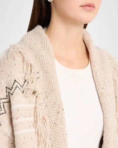 Autumn Cashmere Cashmere Geometric Fringe-Trim Cardigan | Thumbnail 3 Autumn Cashmere Cashmere Geometric Fringe-Trim Cardigan | Thumbnail 3