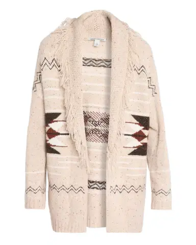 Autumn Cashmere Cashmere Geometric Fringe-Trim Cardigan | Thumbnail 1 Autumn Cashmere Cashmere Geometric Fringe-Trim Cardigan | Thumbnail 1