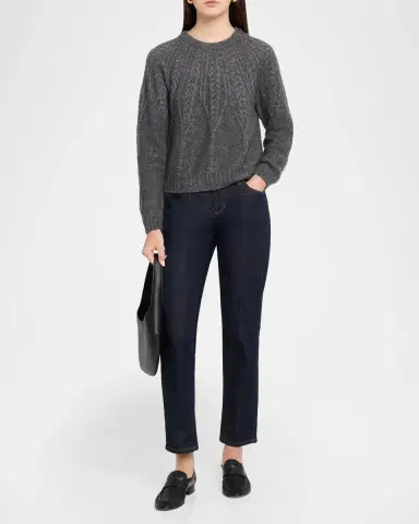 Autumn Cashmere Cashmere Crewneck Cable-Knit Sweater | Thumbnail 2 Autumn Cashmere Cashmere Crewneck Cable-Knit Sweater | Thumbnail 2