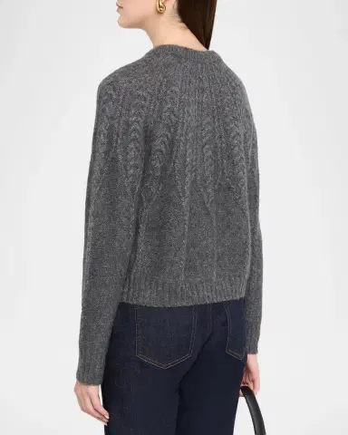 Autumn Cashmere Cashmere Crewneck Cable-Knit Sweater | Thumbnail 3 Autumn Cashmere Cashmere Crewneck Cable-Knit Sweater | Thumbnail 3