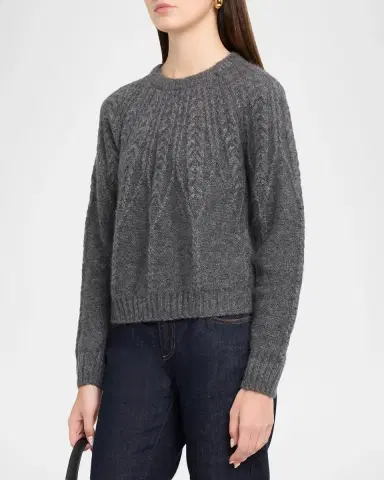Autumn Cashmere Cashmere Crewneck Cable-Knit Sweater | Thumbnail 4 Autumn Cashmere Cashmere Crewneck Cable-Knit Sweater | Thumbnail 4
