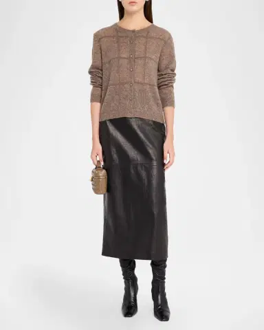 Autumn Cashmere Cashmere Windowpane Crewneck Cardigan | Thumbnail 2 Autumn Cashmere Cashmere Windowpane Crewneck Cardigan | Thumbnail 2