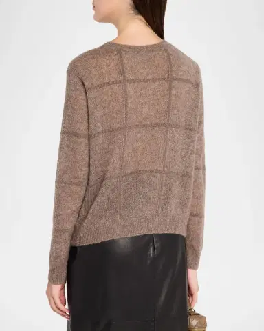 Autumn Cashmere Cashmere Windowpane Crewneck Cardigan | Thumbnail 3 Autumn Cashmere Cashmere Windowpane Crewneck Cardigan | Thumbnail 3