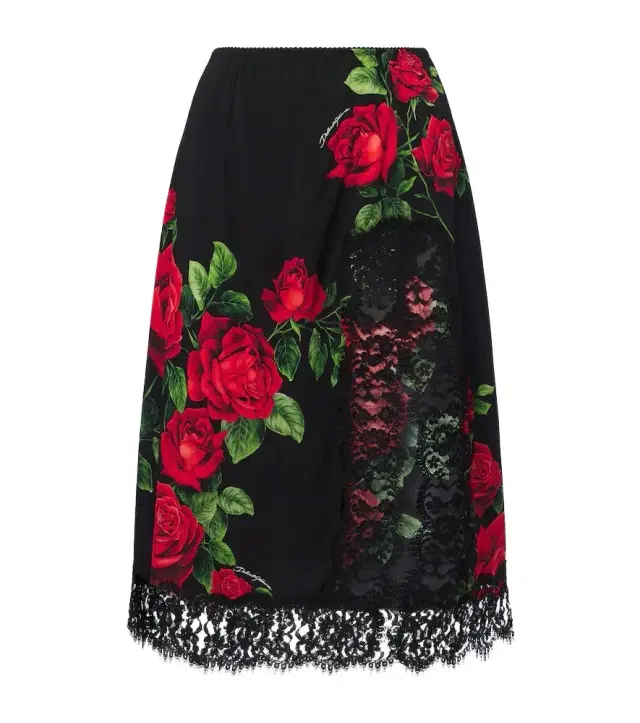 Floral silk and cotton-blend midi skirt Floral silk and cotton-blend midi skirt