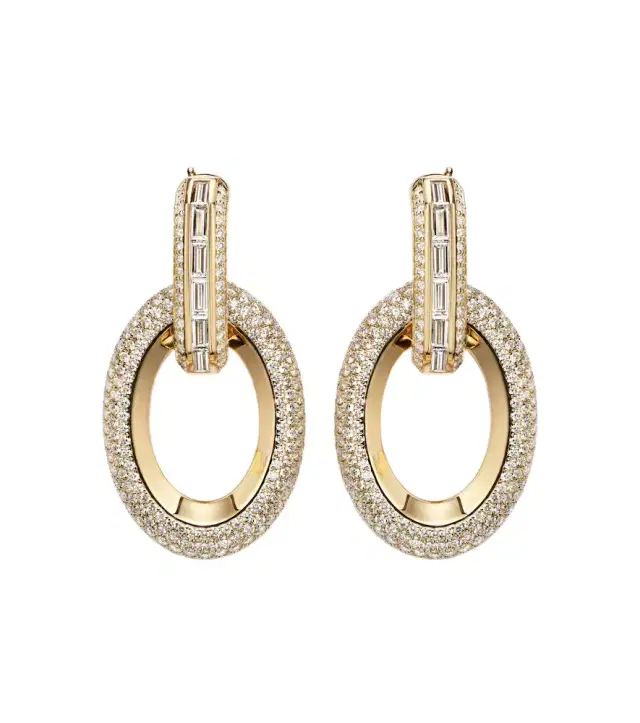 Groove 18kt gold drop earrings with diamonds Groove 18kt gold drop earrings with diamonds