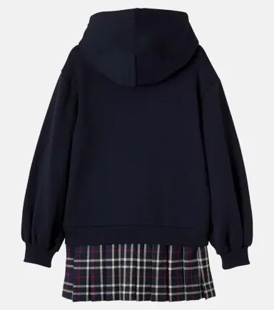 Dolce & Gabbana Kids Plaid-trimmed cotton and wool sweatshirt dress | Thumbnail 3 Dolce & Gabbana Kids Plaid-trimmed cotton and wool sweatshirt dress | Thumbnail 3
