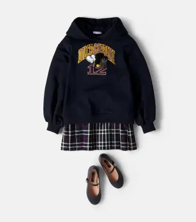 Dolce & Gabbana Kids Plaid-trimmed cotton and wool sweatshirt dress | Thumbnail 4 Dolce & Gabbana Kids Plaid-trimmed cotton and wool sweatshirt dress | Thumbnail 4