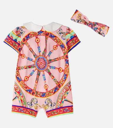Dolce & Gabbana Kids Baby Carretto cotton playsuit and headband set | Thumbnail 2 Dolce & Gabbana Kids Baby Carretto cotton playsuit and headband set | Thumbnail 2