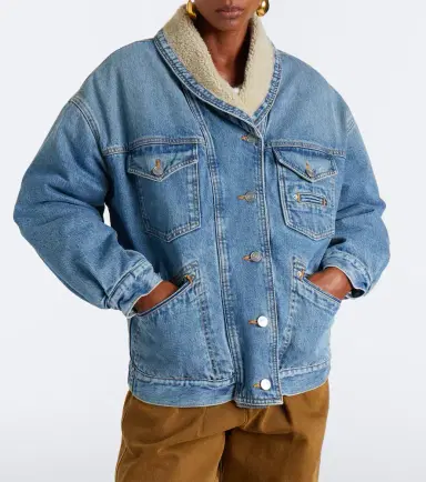 Isabel Marant Pimia fleece-trimmed denim jacket | Thumbnail 2 Isabel Marant Pimia fleece-trimmed denim jacket | Thumbnail 2