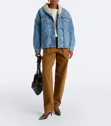 Isabel Marant Pimia fleece-trimmed denim jacket | Thumbnail 3 Isabel Marant Pimia fleece-trimmed denim jacket | Thumbnail 3