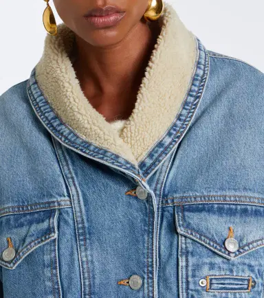 Isabel Marant Pimia fleece-trimmed denim jacket | Thumbnail 4 Isabel Marant Pimia fleece-trimmed denim jacket | Thumbnail 4