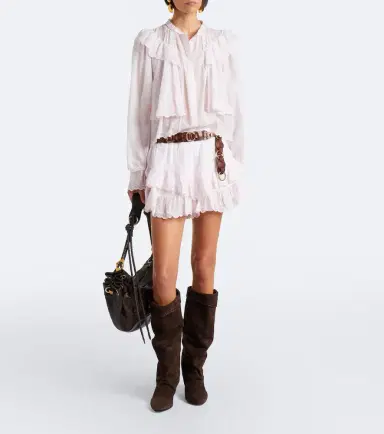 Marant Etoile Kelmon embroidered ruffled cotton blouse | Thumbnail 2 Marant Etoile Kelmon embroidered ruffled cotton blouse | Thumbnail 2