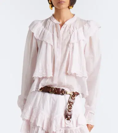Marant Etoile Kelmon embroidered ruffled cotton blouse | Thumbnail 3 Marant Etoile Kelmon embroidered ruffled cotton blouse | Thumbnail 3