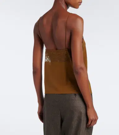 Saint Laurent Lace-trimmed silk crêpe de chine camisole | Thumbnail 2 Saint Laurent Lace-trimmed silk crêpe de chine camisole | Thumbnail 2