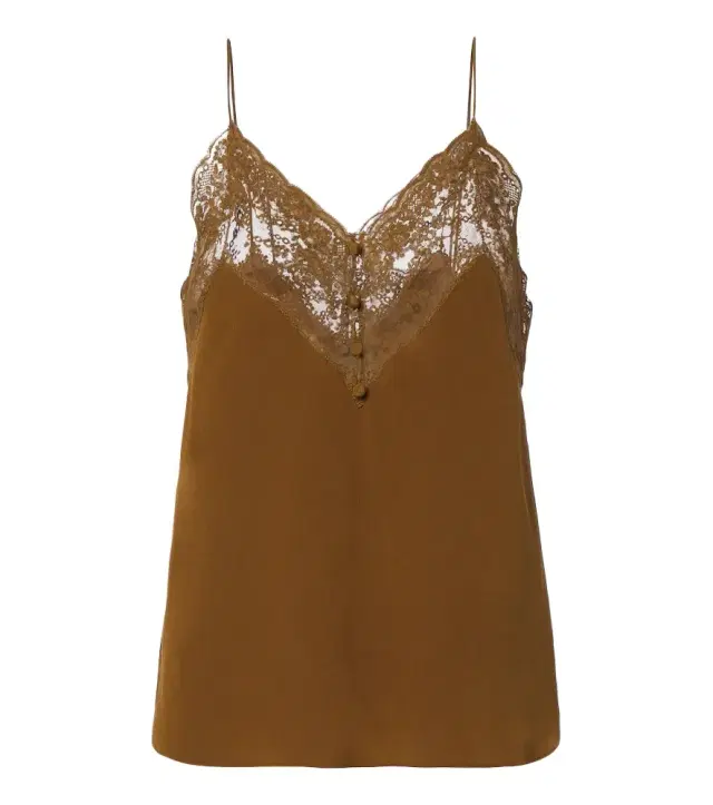 Lace-trimmed silk crêpe de chine camisole Lace-trimmed silk crêpe de chine camisole