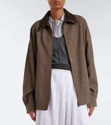 Prada Houndstooth virgin wool blouson jacket | Thumbnail 6 Prada Houndstooth virgin wool blouson jacket | Thumbnail 6