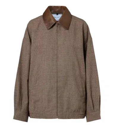 Prada Houndstooth virgin wool blouson jacket | Thumbnail 1 Prada Houndstooth virgin wool blouson jacket | Thumbnail 1