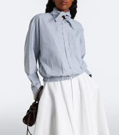 Prada Bow-detail checked cotton blouse | Thumbnail 5 Prada Bow-detail checked cotton blouse | Thumbnail 5