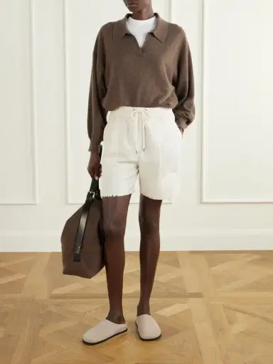 James Perse Lyocell, Linen And Cotton-blend High-rise Utility Shorts | Thumbnail 2 James Perse Lyocell, Linen And Cotton-blend High-rise Utility Shorts | Thumbnail 2