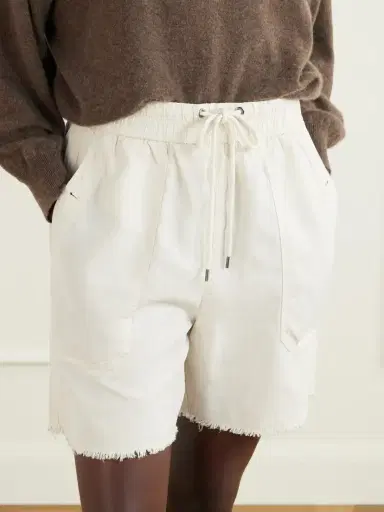 James Perse Lyocell, Linen And Cotton-blend High-rise Utility Shorts | Thumbnail 4 James Perse Lyocell, Linen And Cotton-blend High-rise Utility Shorts | Thumbnail 4