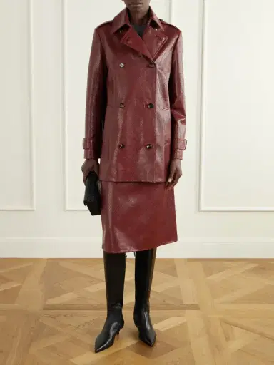 Veronica de Piante Charlotte Double-breasted Snake-effect Leather Trench Coat | Thumbnail 2 Veronica de Piante Charlotte Double-breasted Snake-effect Leather Trench Coat | Thumbnail 2