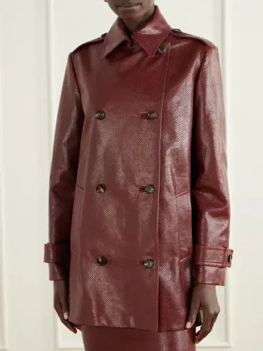 Veronica de Piante Charlotte Double-breasted Snake-effect Leather Trench Coat | Thumbnail 3 Veronica de Piante Charlotte Double-breasted Snake-effect Leather Trench Coat | Thumbnail 3