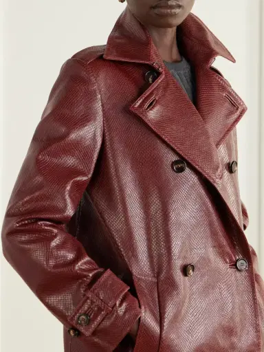 Veronica de Piante Charlotte Double-breasted Snake-effect Leather Trench Coat | Thumbnail 5 Veronica de Piante Charlotte Double-breasted Snake-effect Leather Trench Coat | Thumbnail 5