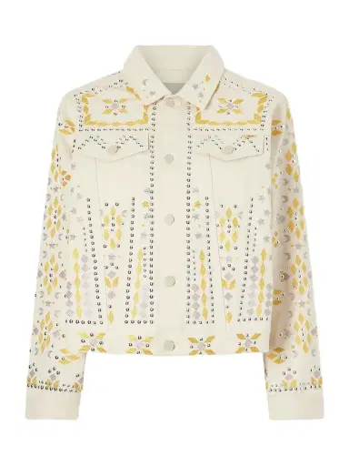 Mother The Bruiser Appliquéd Studded Denim Jacket | Thumbnail 1 Mother The Bruiser Appliquéd Studded Denim Jacket | Thumbnail 1
