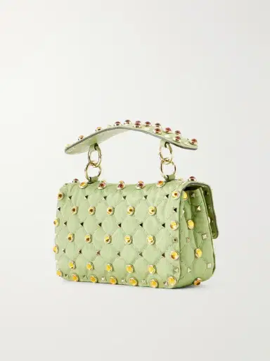Valentino Garavani Rockstud Spike Studded Bead-embellished Quilted Moire Shoulder Bag | Thumbnail 4 Valentino Garavani Rockstud Spike Studded Bead-embellished Quilted Moire Shoulder Bag | Thumbnail 4