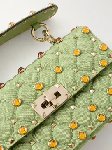 Valentino Garavani Rockstud Spike Studded Bead-embellished Quilted Moire Shoulder Bag | Thumbnail 5 Valentino Garavani Rockstud Spike Studded Bead-embellished Quilted Moire Shoulder Bag | Thumbnail 5