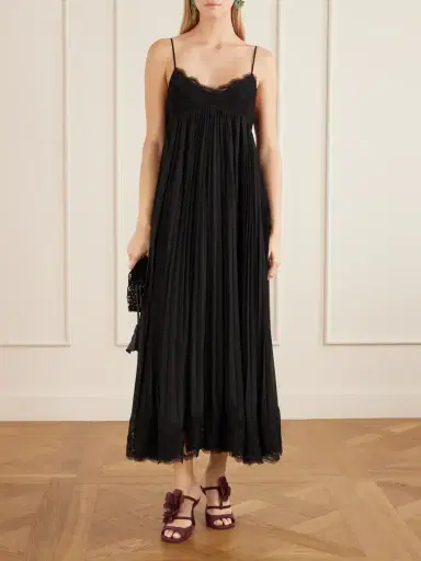 Zimmermann Pleated Lace-trimmed Chiffon Midi Dress | Thumbnail 2 Zimmermann Pleated Lace-trimmed Chiffon Midi Dress | Thumbnail 2