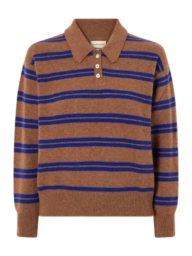 Daughter Edith Striped Wool Polo Sweater | Thumbnail 1 Daughter Edith Striped Wool Polo Sweater | Thumbnail 1