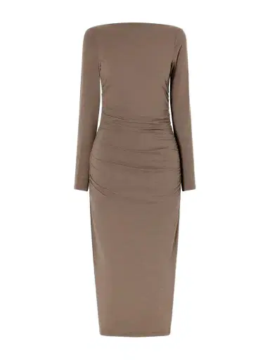 James Perse Ruched Gathered Cotton-blend Midi Dress | Thumbnail 1 James Perse Ruched Gathered Cotton-blend Midi Dress | Thumbnail 1