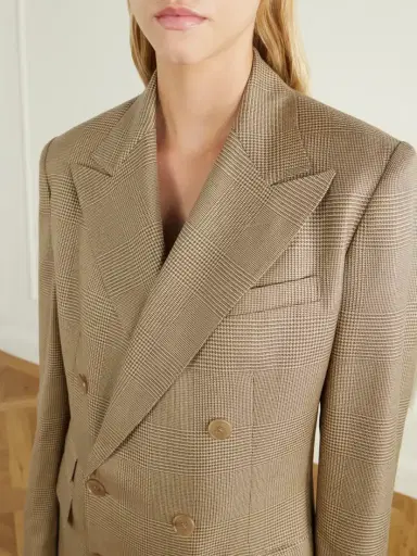 Ralph Lauren Collection Glen Double-breasted Prince Of Wales Checked Silk Blazer | Thumbnail 5 Ralph Lauren Collection Glen Double-breasted Prince Of Wales Checked Silk Blazer | Thumbnail 5