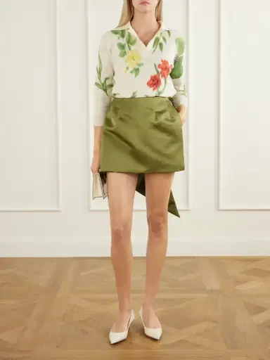 Oscar de la Renta Floral-printed Wool Polo Sweater | Thumbnail 2 Oscar de la Renta Floral-printed Wool Polo Sweater | Thumbnail 2