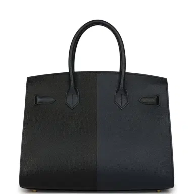 HERMÈS Pre-owned Hermes Casaque Birkin Sellier 30 Black and Bleu Indigo Epsom Gold Hardware | Thumbnail 4 HERMÈS Pre-owned Hermes Casaque Birkin Sellier 30 Black and Bleu Indigo Epsom Gold Hardware | Thumbnail 4