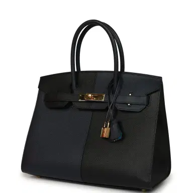 HERMÈS Pre-owned Hermes Casaque Birkin Sellier 30 Black and Bleu Indigo Epsom Gold Hardware | Thumbnail 5 HERMÈS Pre-owned Hermes Casaque Birkin Sellier 30 Black and Bleu Indigo Epsom Gold Hardware | Thumbnail 5