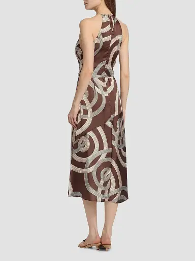 MISA Los Angeles Women's Lisa Printed Tie-Waist Halter Midi-Dress - Chocolate Halo | Thumbnail 5 MISA Los Angeles Women's Lisa Printed Tie-Waist Halter Midi-Dress - Chocolate Halo | Thumbnail 5